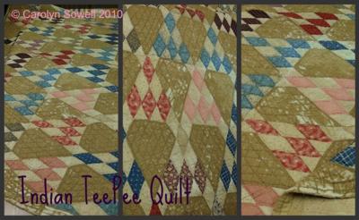 Old and worn, but well-loved Indian TeePee quilt