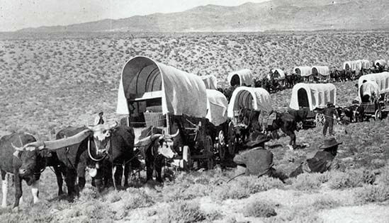 Wagon train moving west