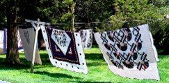 Amish quilts on a clotheline in Lancaster County